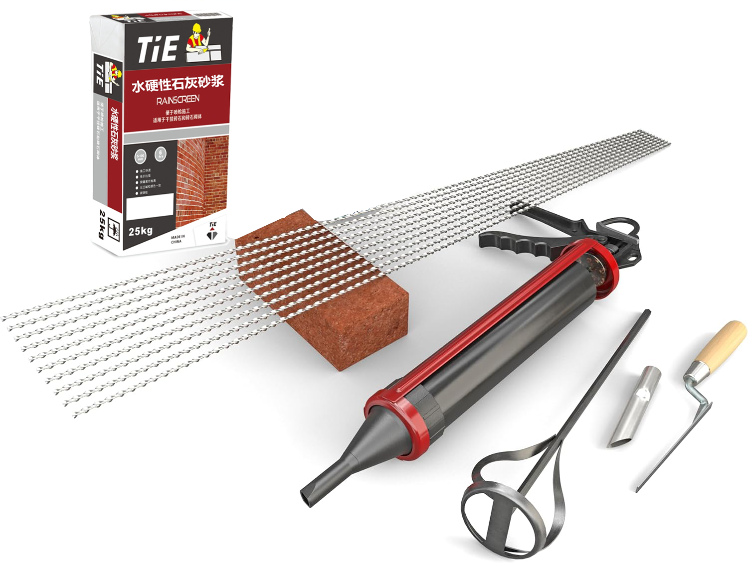 Corium brick cladding system with various colored clay tiles on steel rails